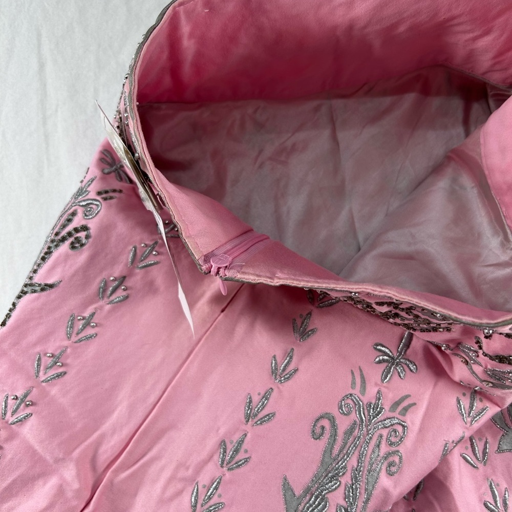 Basil & Maude Anthropologie Pink Hand Bali Boho Skirt Size 8 Elegant Embroidered - Picture 12 of 13